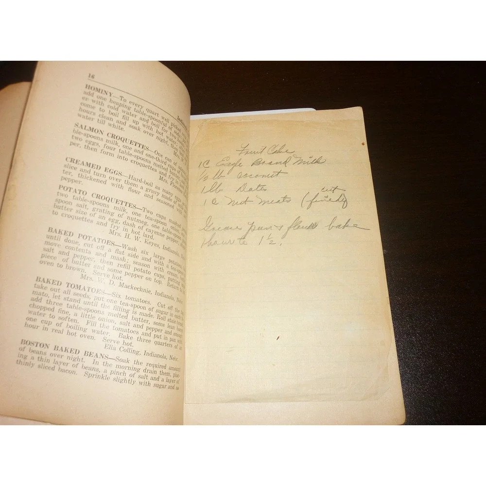 Antique Indianola Nebraska Cook Book Ladies Aid Christian Church  Recipes